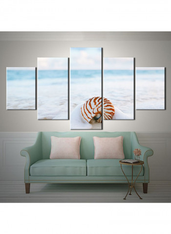 5-Piece Sea Theme Canvas Painting With Frame Multicolour 150X80centimeter