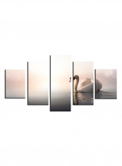 5-Piece Animal Theme Canvas Painting With Frame Multicolour 150X80centimeter
