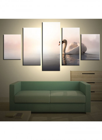 5-Piece Animal Theme Canvas Painting With Frame Multicolour 150X80centimeter