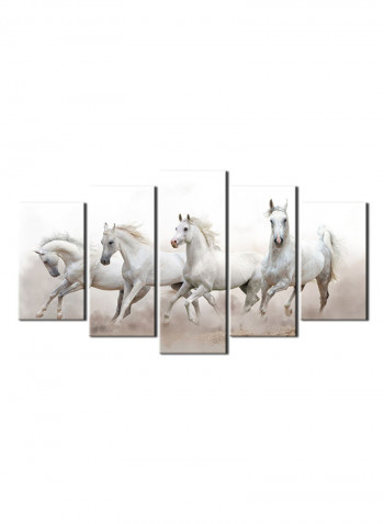 5-Piece Animal Theme Canvas Painting With Frame Multicolour 150X80centimeter