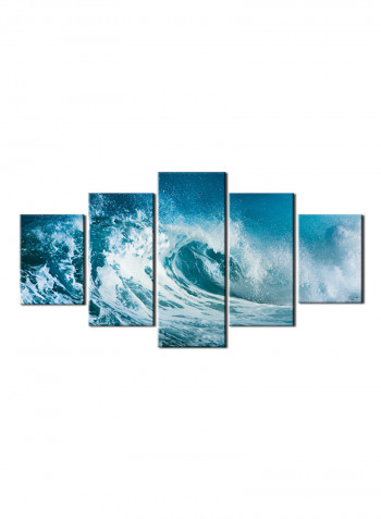 5-Piece Sea Theme Canvas Painting With Frame Multicolour 150X80centimeter