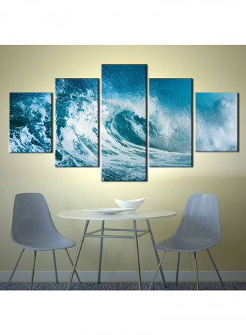 5-Piece Sea Theme Canvas Painting With Frame Multicolour 150X80centimeter