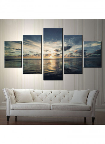 5-Piece Sea Theme Canvas Painting With Frame Multicolour 150X80centimeter