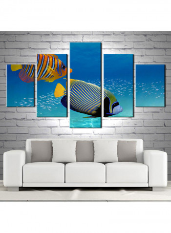 5-Piece Sea Theme Canvas Painting With Frame Multicolour 150X80centimeter