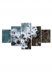 5-Piece Sea Theme Canvas Painting With Frame Multicolour 150X80centimeter