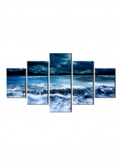 5-Piece Sea Theme Canvas Painting With Frame Multicolour 150X80centimeter