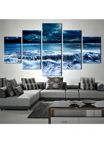 5-Piece Sea Theme Canvas Painting With Frame Multicolour 150X80centimeter