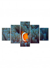 5-Piece Sea Theme Canvas Painting With Frame Multicolour 150X80centimeter