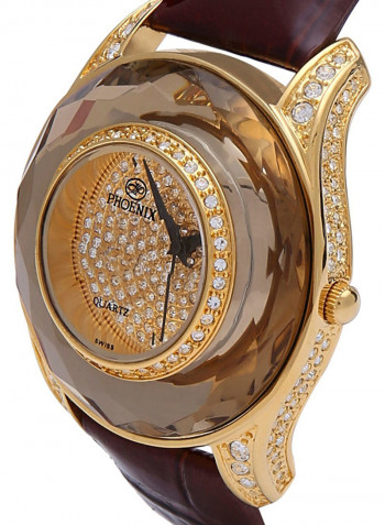 Women's 22K Gold Plated With Crystal Analog Watch P-21619
