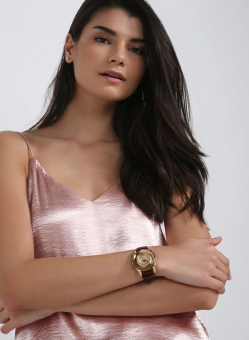 Women's 22K Gold Plated With Crystal Analog Watch P-21619