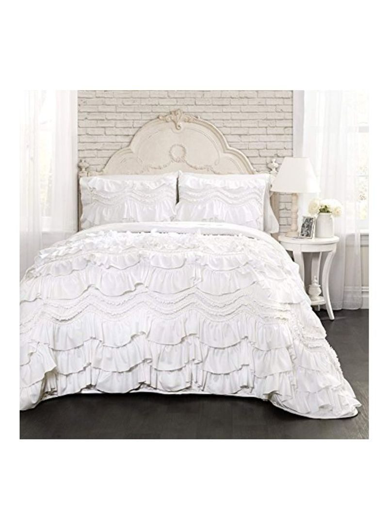 3-Piece Polyester Quilt Set White Twin
