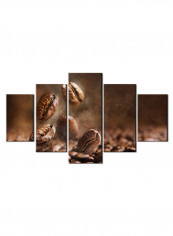 5-Piece Coffee Theme Canvas Painting With Frame Multicolour 150X80centimeter