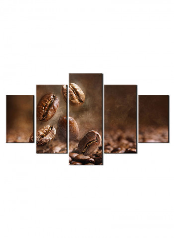 5-Piece Coffee Theme Canvas Painting With Frame Multicolour 150X80centimeter