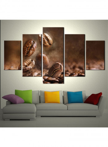 5-Piece Coffee Theme Canvas Painting With Frame Multicolour 150X80centimeter