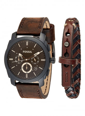 Men's Water Resistant Leather Analog Watch FS5251SET