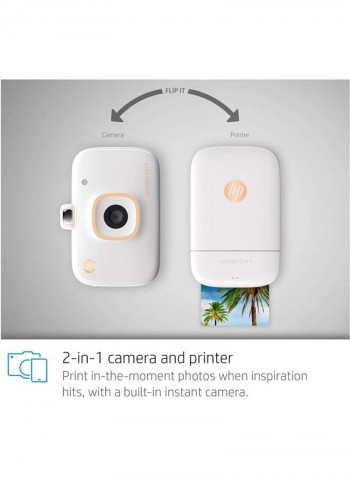 Sprocket 2-in-1 Instant Camera Bundle With 8GB Microsd Card And Zink Photo Paper Set White
