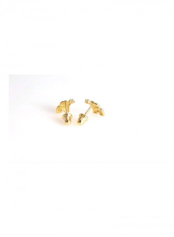 14 Karat Cubic Zirconia Studded Lucky Elephant Stud Earrings