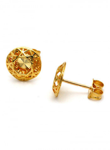 18 Karat Gold Round Net Earrings