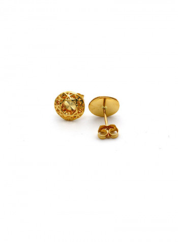 18 Karat Gold Round Net Earrings