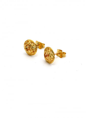 18 Karat Gold Round Net Earrings