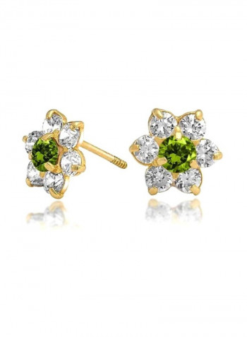 14K Gold Cubic Zirconia Studded Studs Earrings