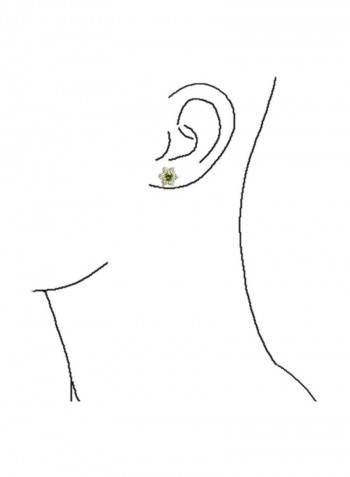 14K Gold Cubic Zirconia Studded Studs Earrings