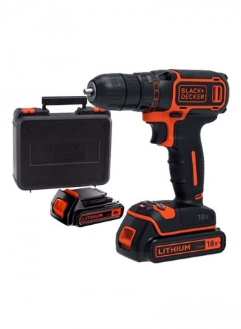 Drill Driver With Charger And 2 Lithium Batteries Kit Orange/Black 0.001kg