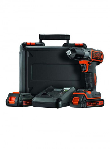 Drill Driver With Charger And 2 Lithium Batteries Kit Orange/Black 0.001kg