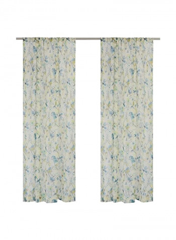 2-Piece Polyester Curtain Panel Set White/Blue/Green 54x95inch