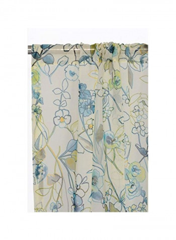 2-Piece Polyester Curtain Panel Set White/Blue/Green 54x95inch