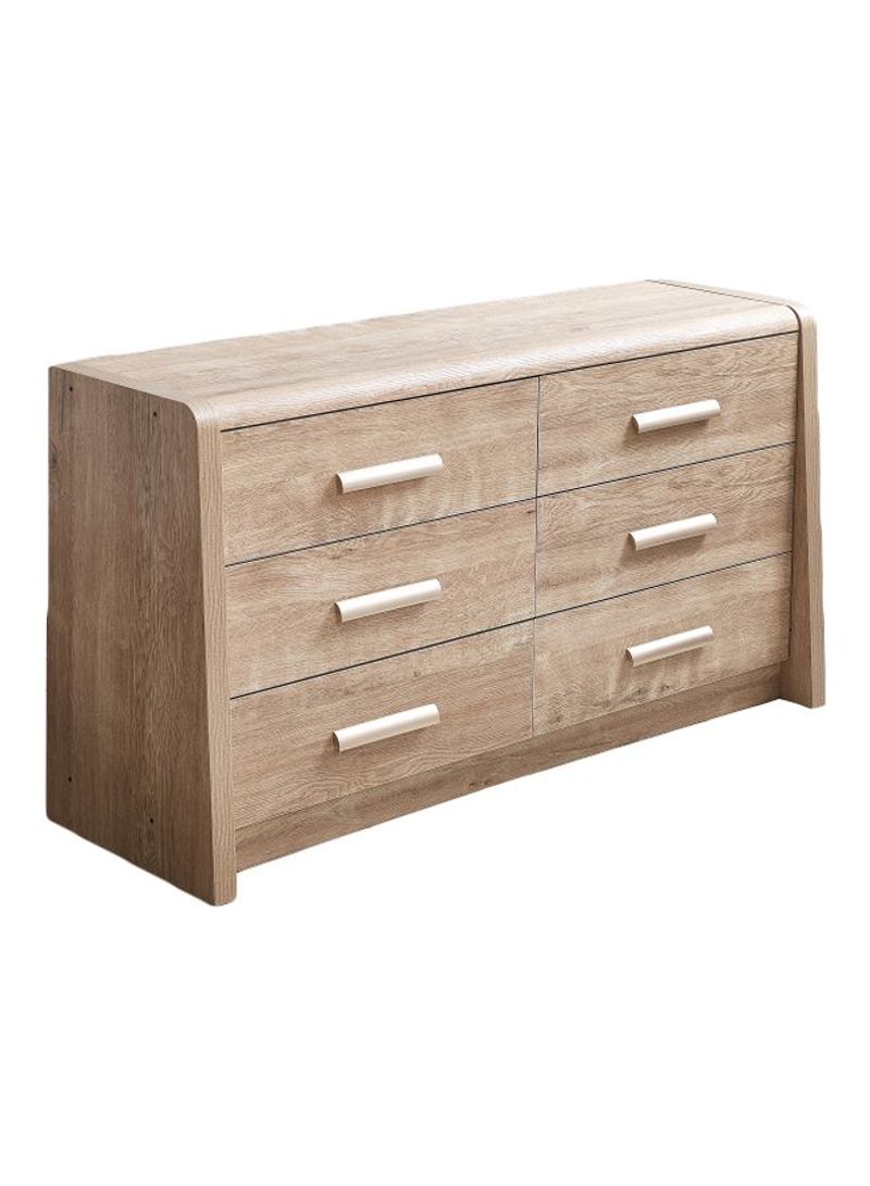 Curvy Wooden Master Dresser Beige 140x10x45centimeter