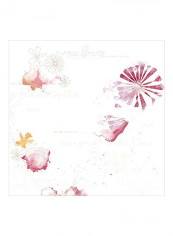 25-Piece Double-Sided Magic Flower Design Paper White/Pink