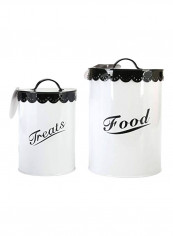 Food And Treat Canister Set White/Black 6.7x6.7x9.9inch