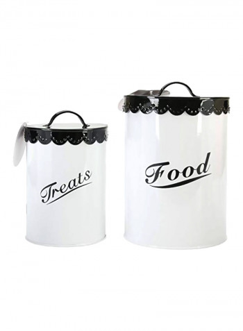 Food And Treat Canister Set White/Black 6.7x6.7x9.9inch