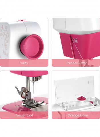 Portable Electric Sewing Machine With Foot Pedal H35261EU-su White/Pink