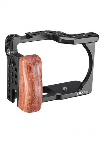 Aluminum Alloy Camera Cage with Wooden Handle Black/Brown