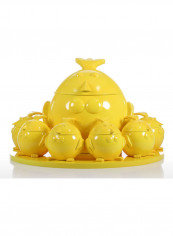 Cartoon Chicken Family Sculpture Animal Statue Yellow 30 x 30 x 21cm