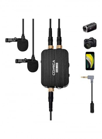 Dual Head USB Clip-On Microphone Kit DD3903 Black/Grey