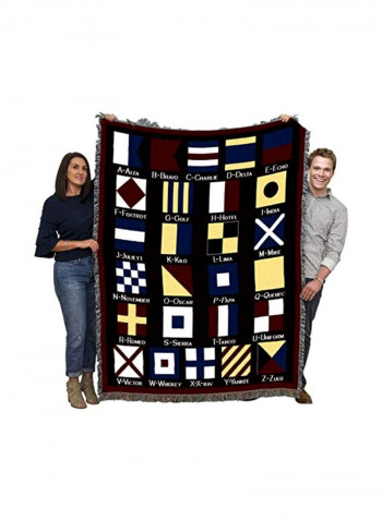 Nautical Flags Woven Throw Blanket Multicolour 54x72inch