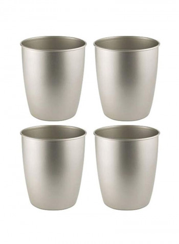 4-Piece Metal Trash Can Silver 8x9x8inch