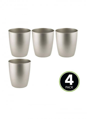 4-Piece Metal Trash Can Silver 8x9x8inch