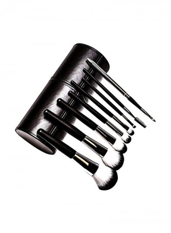 8-Piece Makeup Brush Set Black/White