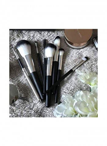 8-Piece Makeup Brush Set Black/White