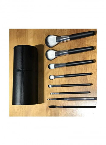 8-Piece Makeup Brush Set Black/White