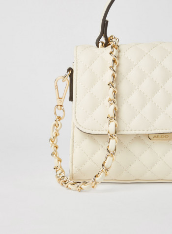 Kibara Quilted Top Handle Crossbody Hand Bag Beige