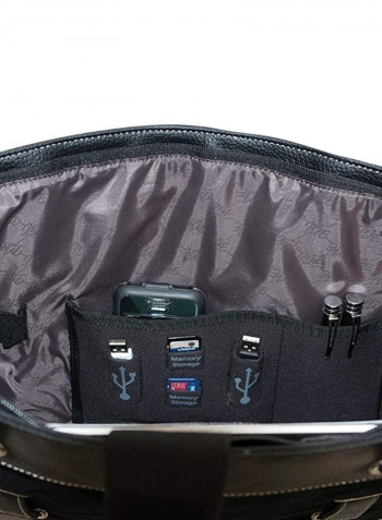 Classic Corduroy Laptop Tote Bag Black