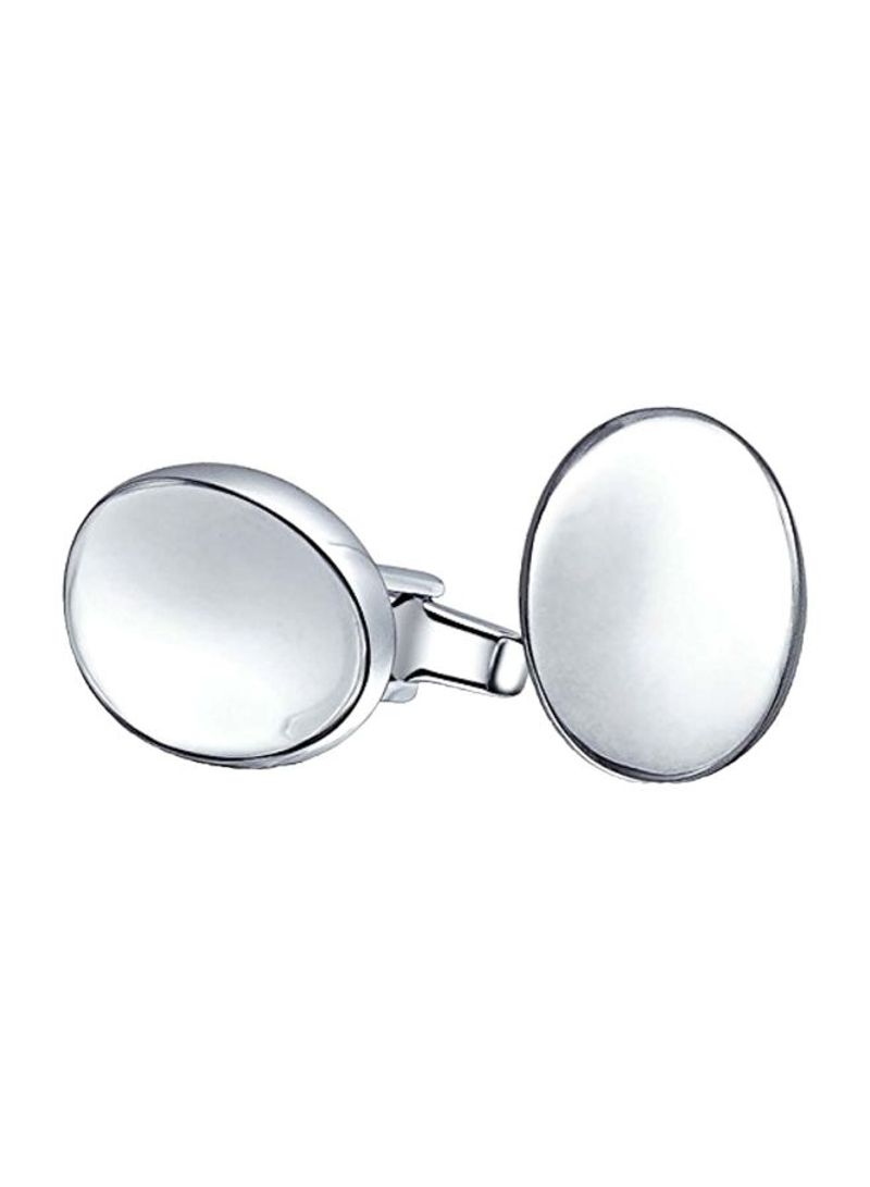 925 Sterling Silver Concave Oval Disc Cufflink
