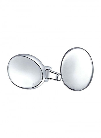 925 Sterling Silver Concave Oval Disc Cufflink