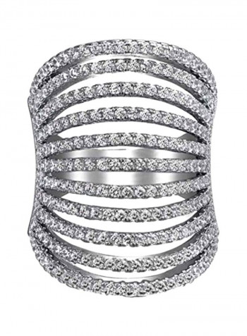 925 Sterling Silver Cubic Zirconia Studded Ring