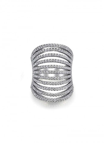 925 Sterling Silver Cubic Zirconia Studded Ring